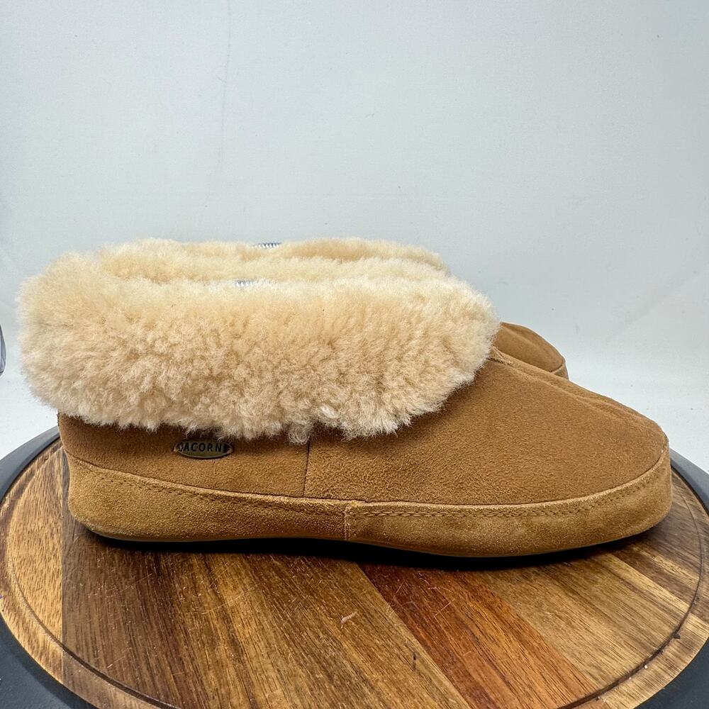 Acorn Oh Ewe Bootie Slippers Men's Brown Suede Sheepskin Size 10